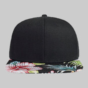 OTTO Superior Cotton Twill w/ Hawaiian Pattern Flat Bill "OTTO SNAP" Six Panel Pro Style Snapback Hat