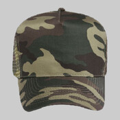 OTTO Camouflage Cotton Blend Twill Five Panel Low Crown Mesh Back Trucker Hat